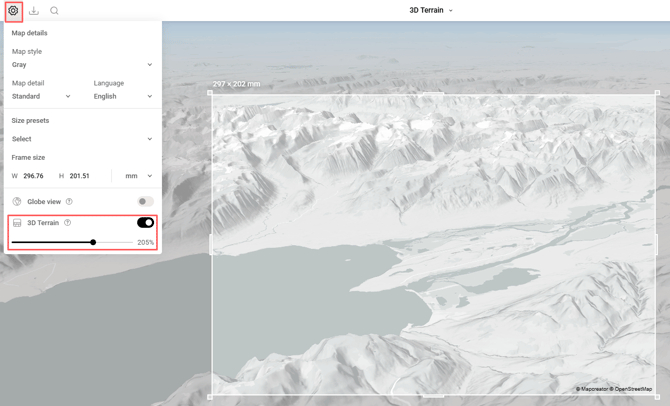 3d terrain menu