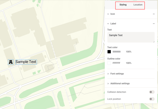 Edit free text Mapcreator Next