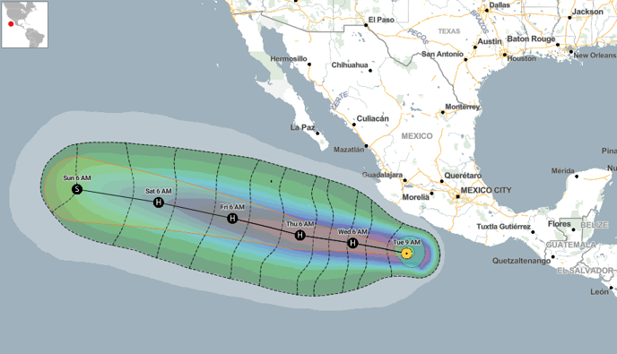 Hurricane + Windspeed + earliest arrival times