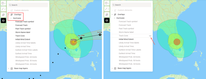 Mapcreator Next layers list where to find overlays