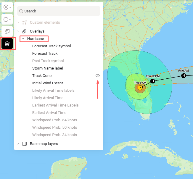 Mapcreator next hurricane data layer