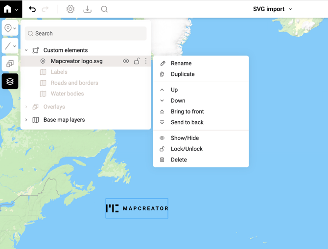 SVG Import_Layers list