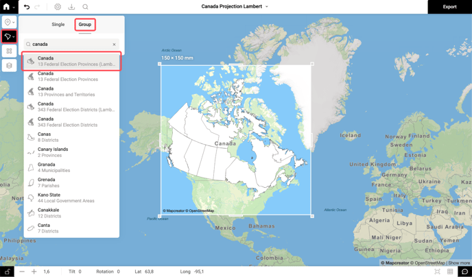 lambert projection View in mapcreator_projections
