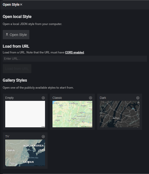 open map style menu