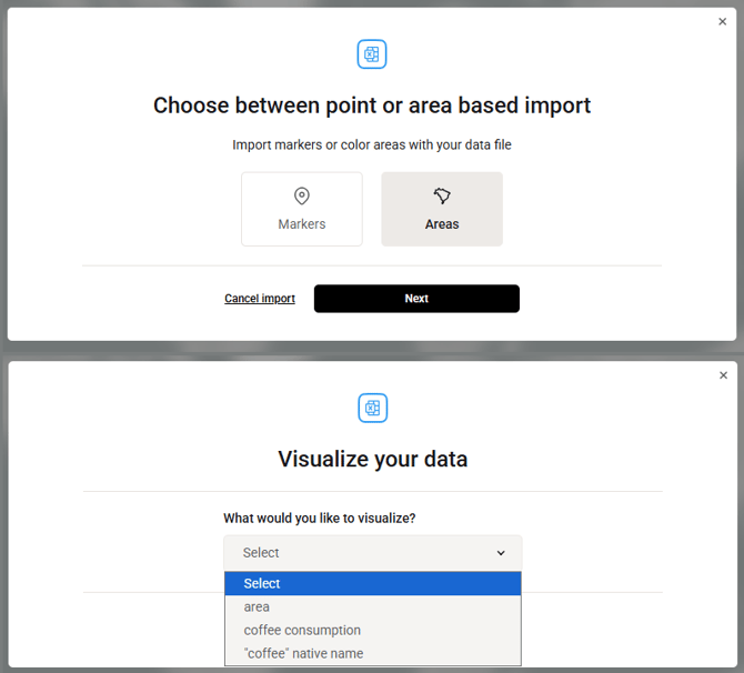 spreadsheet area import
